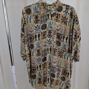 Mens Delila Hawaiian Beach Shirt XL - Turtles and Fish